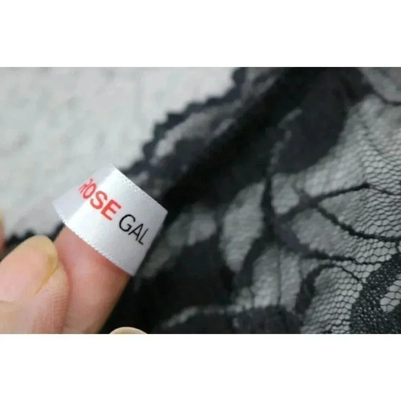 Rose Gal Black Lace Sheer Nighty-Size 1X-Stretchy-Sexy - Picture 5 of 7